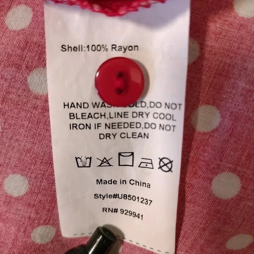 Suzanne Betro Red White Dots Short Adjustable Sleeves V Tie neckline Sz 1X - Picture 9 of 9